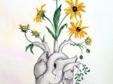 Scientific Drawing Of A Rose Floral Heart Anatomy Painting Unique Love Gift Watercolor Human