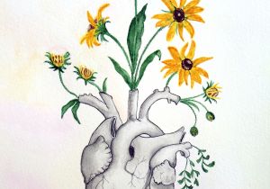 Scientific Drawing Of A Rose Floral Heart Anatomy Painting Unique Love Gift Watercolor Human