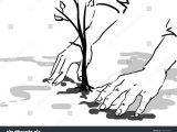 Simple Line Drawings Of Hands Hands Put Sprout Ground Planting Tree Stock Vektorgrafik Lizenzfrei