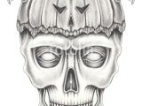 Skull Drawing for Pumpkin Art Surreal Pumpkin Mix Skull Hand Pencil Drawing On Paper Stock