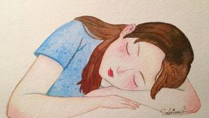 Sleeping Girl Drawing Sleeping Girl Watercolor Painting